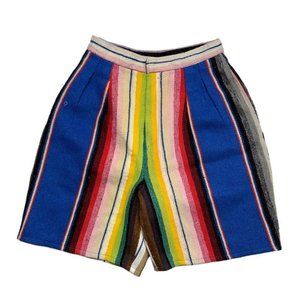 True Vintage 60s 70s Multicolor Striped Shorts Women's 28 Inch Waist